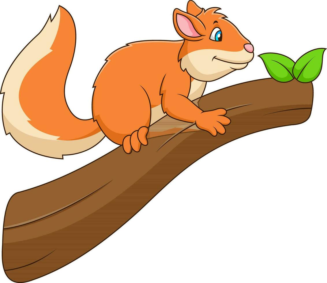Cute squirrel cartoon on a branch. Cute animal cartoon vector