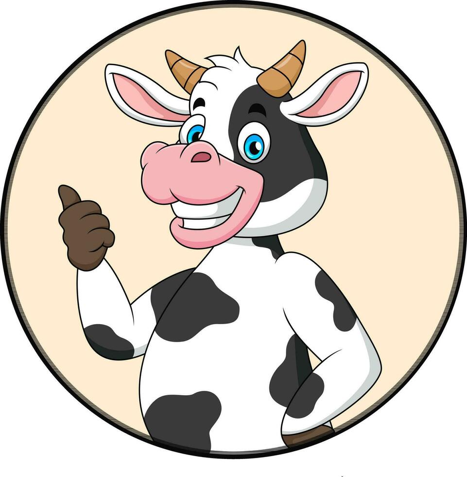 linda vaca mascota dibujos animados sonriente. linda animal mascota dibujos animados vector