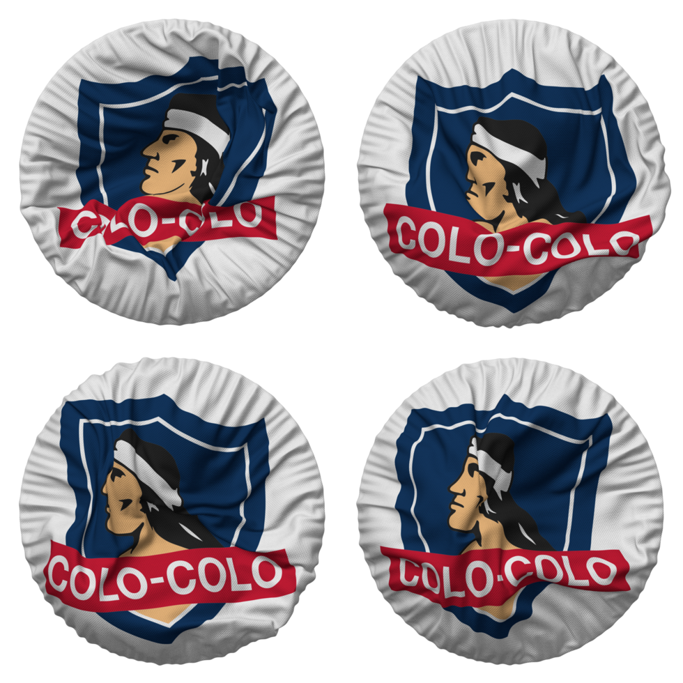 Club Social y Deportivo Colo Colo Flag in Round Shape Isolated with Four Different Waving Style, Bump Texture, 3D Rendering png