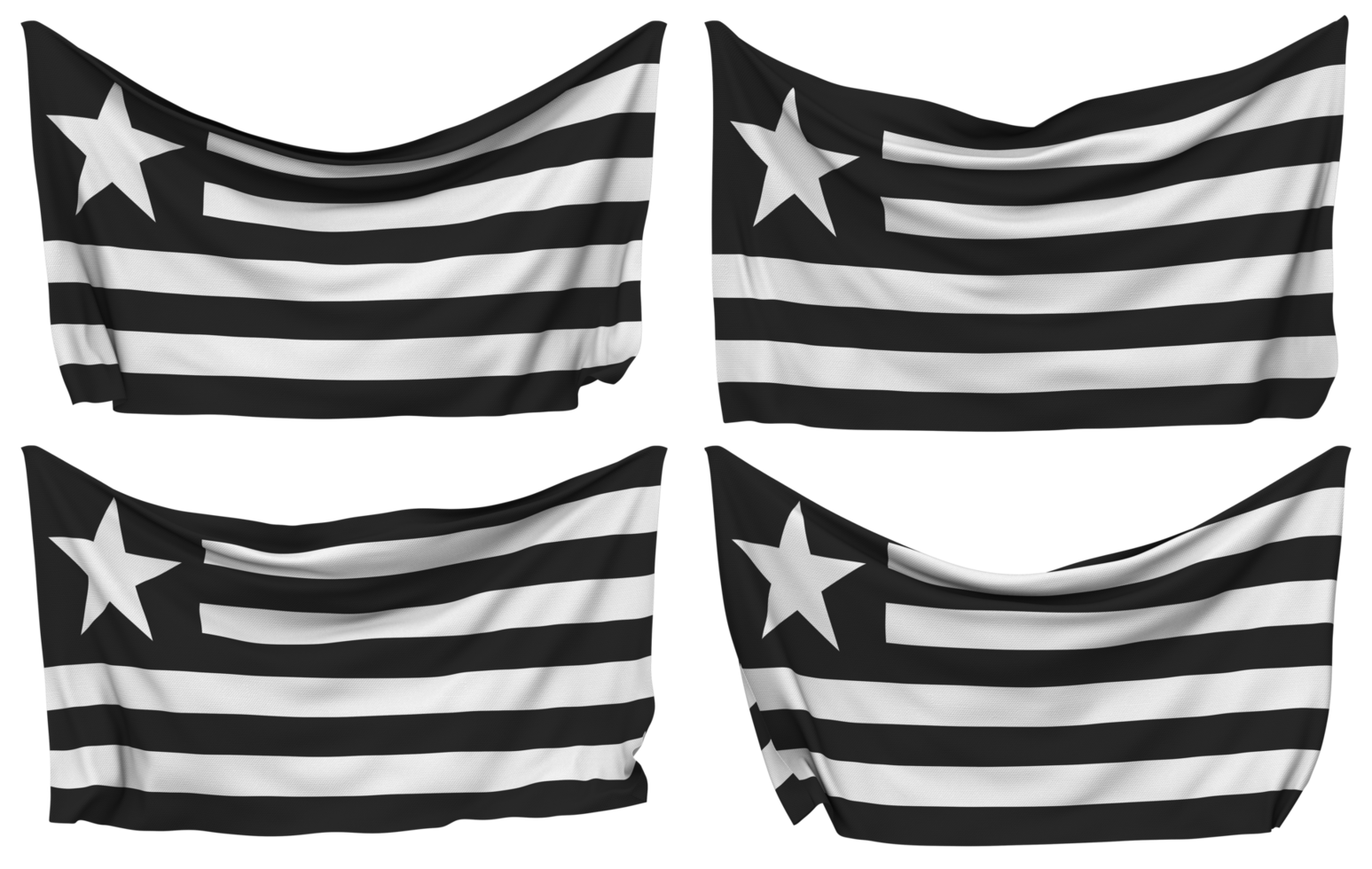 botafogo de futebol e Regatten festgesteckt Flagge von Ecken, isoliert mit anders winken Variationen, 3d Rendern png