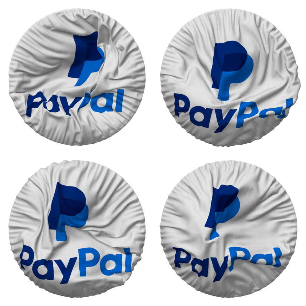 PayPal Holdings Inc Flag in Round Shape Isolated with Four Different Waving Style, Bump Texture, 3D Rendering png