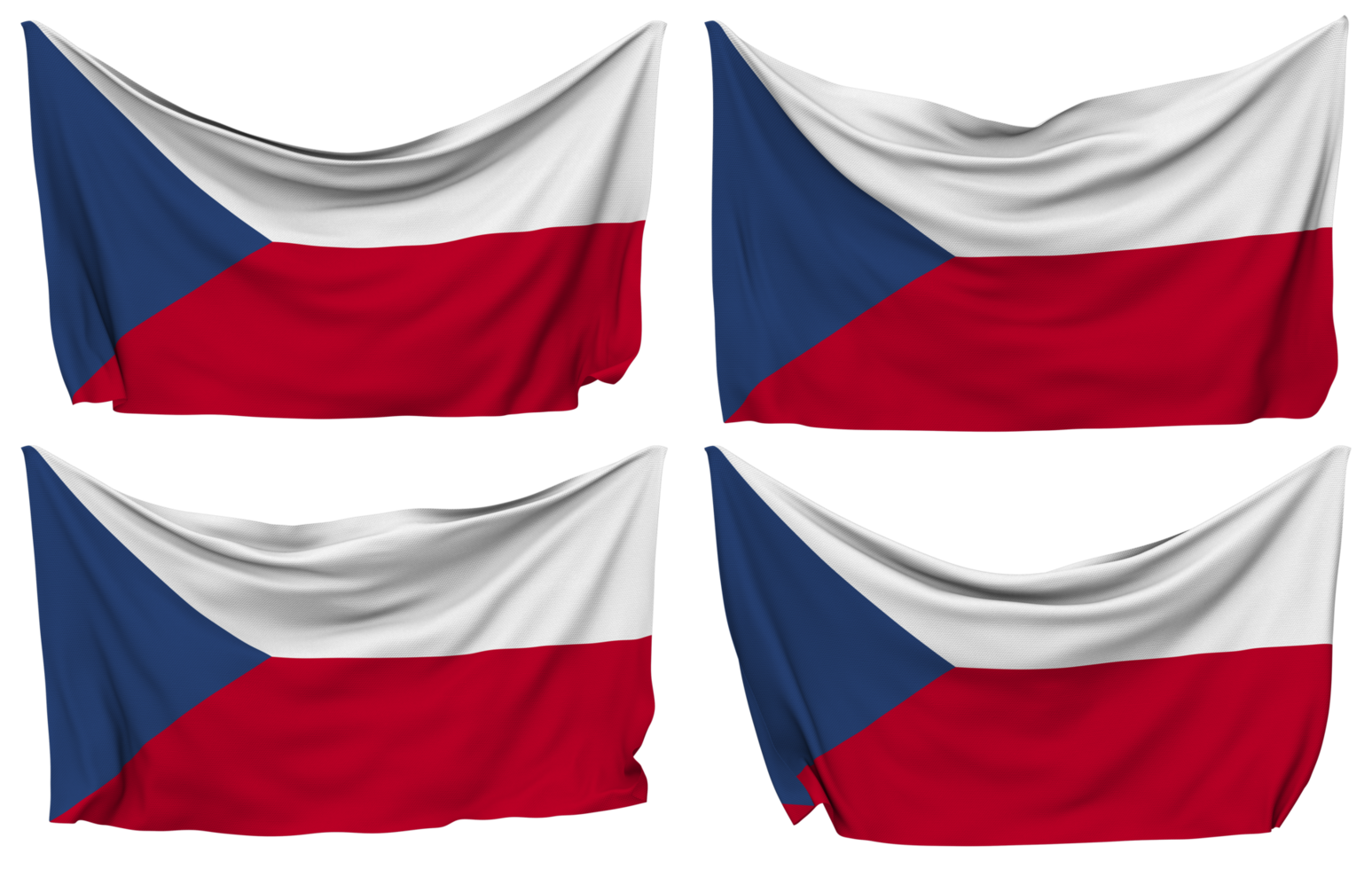 Czech Republic Pinned Flag from Corners, Isolated with Different Waving Variations, 3D Rendering png