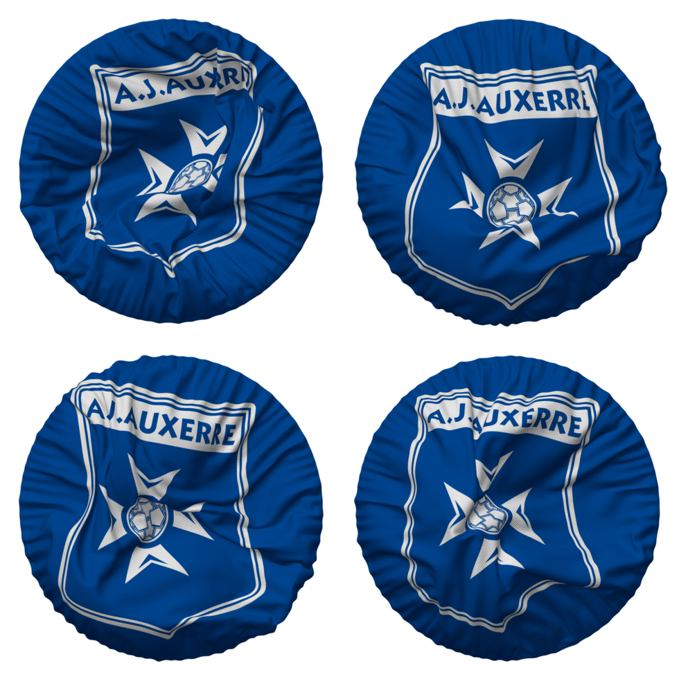 Association de la Jeunesse Auxerroise, AJ Auxerre Football Club Flag in Round Shape Isolated with Four Different Waving Style, Bump Texture, 3D Rendering png