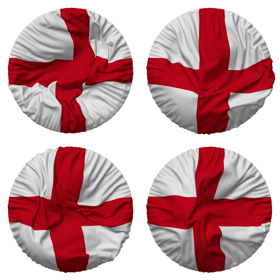 England Flag in Round Shape Isolated with Four Different Waving Style, Bump Texture, 3D Rendering png