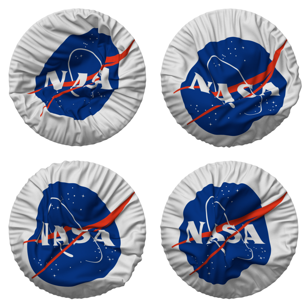 National Aeronautics and Space Administration, NASA Flag in Round Shape Isolated with Four Different Waving Style, Bump Texture, 3D Rendering png