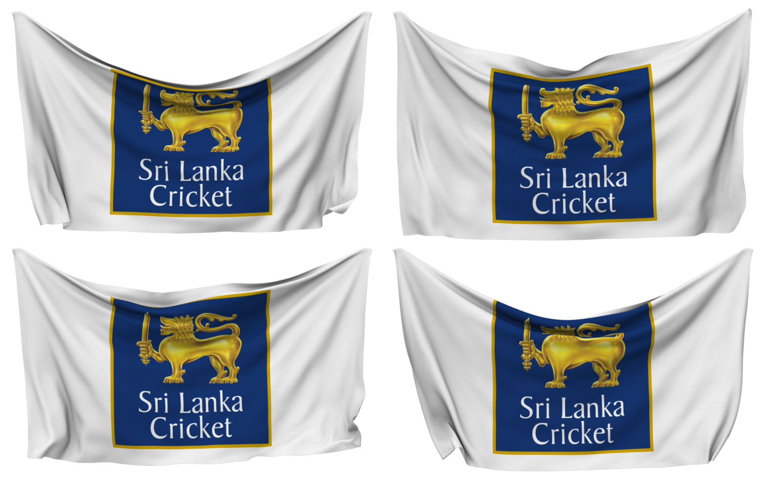 Sri Lanka Cricket, SLC Pinned Flag from Corners, Isolated with Different Waving Variations, 3D Rendering png