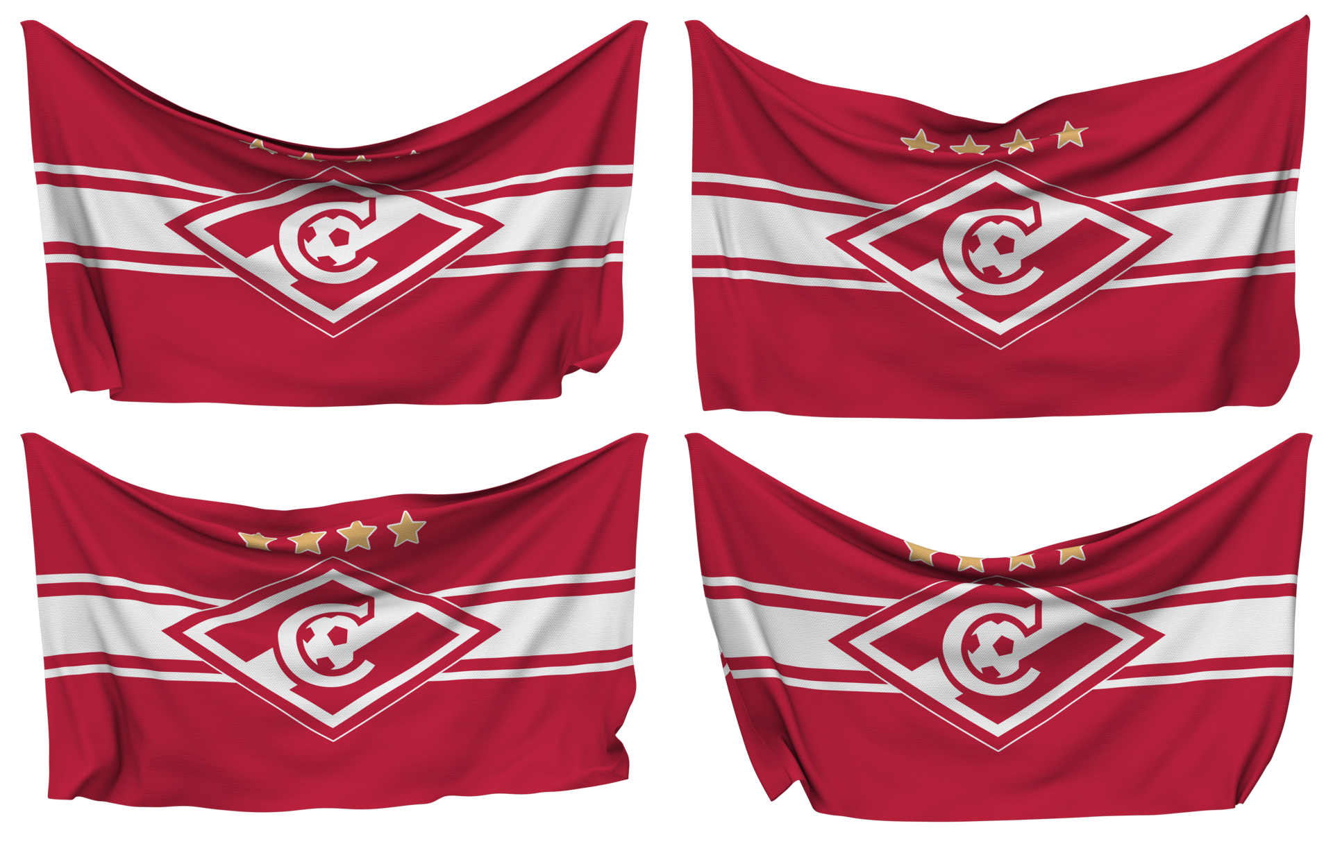 FC Spartak Moscow Pinned Flag from Corners, Isolated with