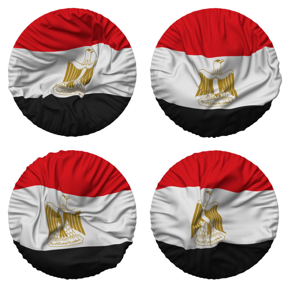 Egypt Flag in Round Shape Isolated with Four Different Waving Style, Bump Texture, 3D Rendering png