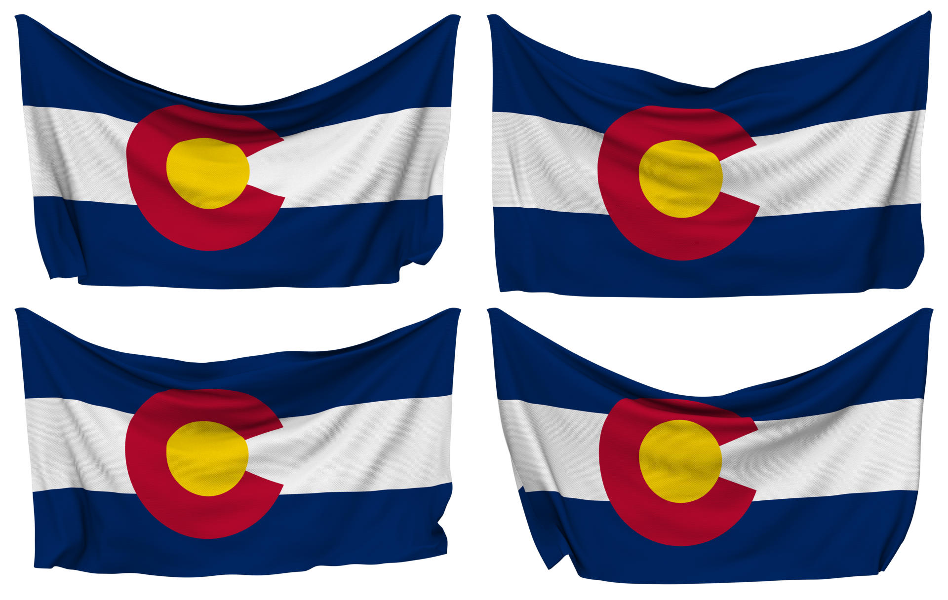 State of Colorado Pinned Flag from Corners, Isolated with Different