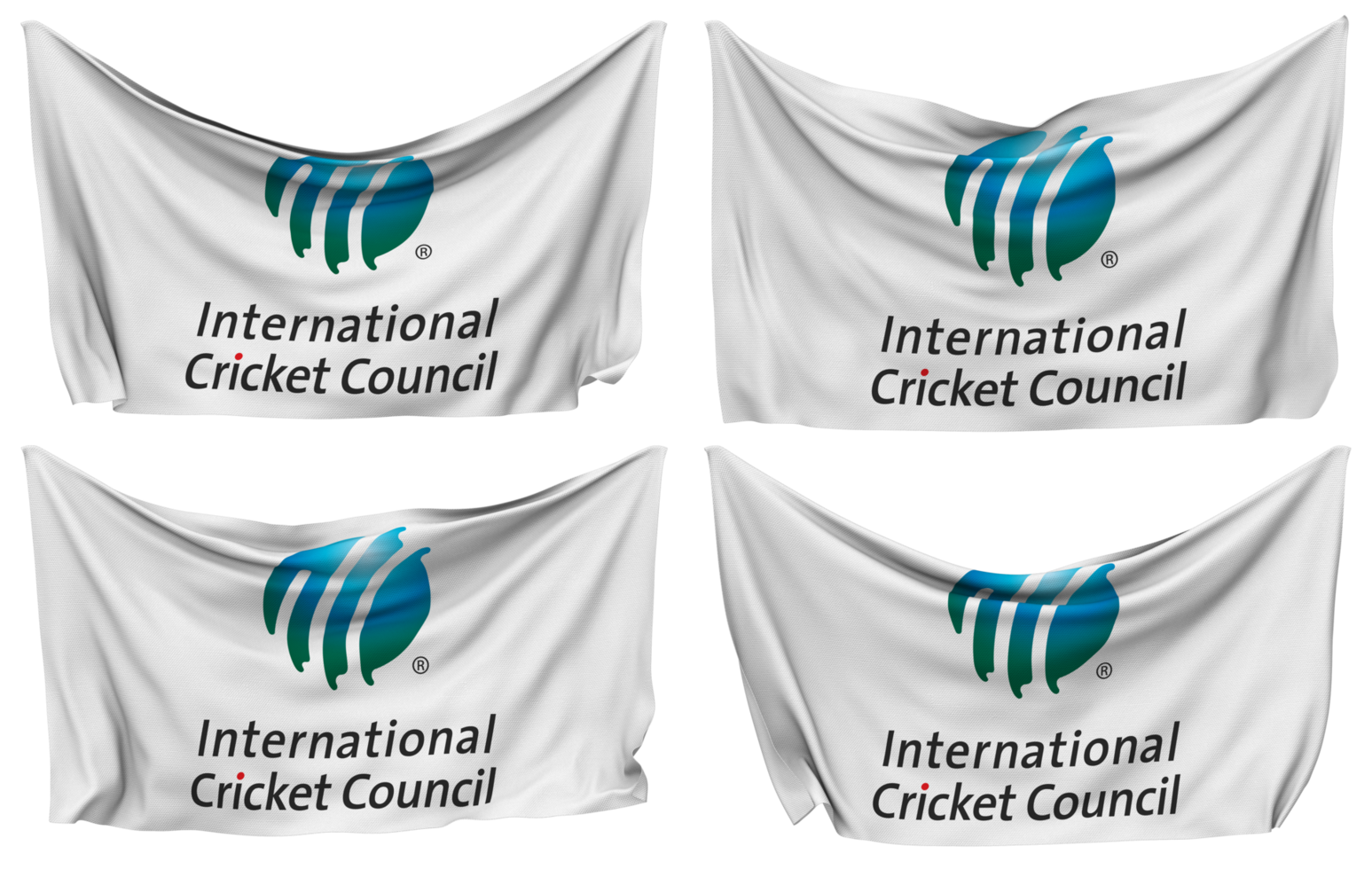 International Cricket Council, ICC Pinned Flag from Corners, Isolated