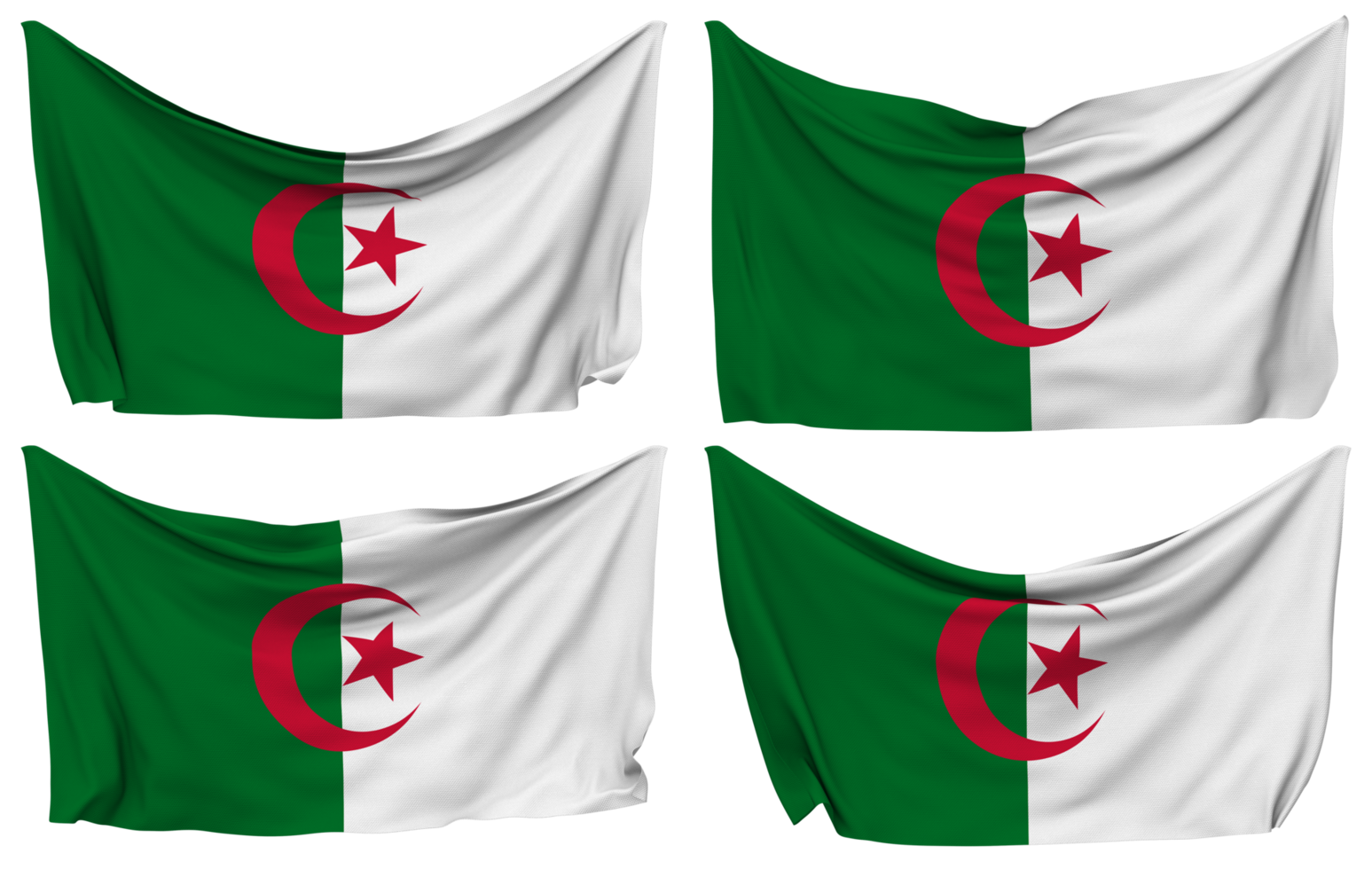 Argelia suspirado bandera desde esquinas, aislado con diferente ondulación variaciones, 3d representación png