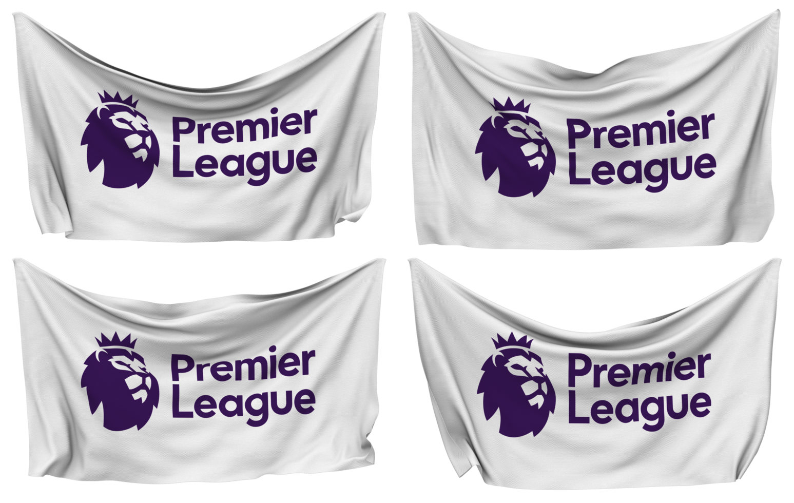 Premier League Pinned Flag from Corners, Isolated with Different Waving Variations, 3D Rendering png