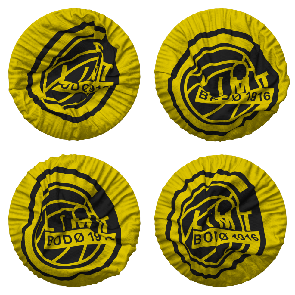Fotballklubben Bodo Glimt Flag in Round Shape Isolated with Four Different Waving Style, Bump Texture, 3D Rendering png