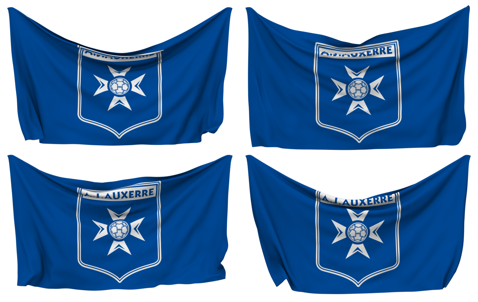 förening de la jeunesse auxerroise, aj auxerre fotboll klubb fästs flagga från hörn, isolerat med annorlunda vinka variationer, 3d tolkning png