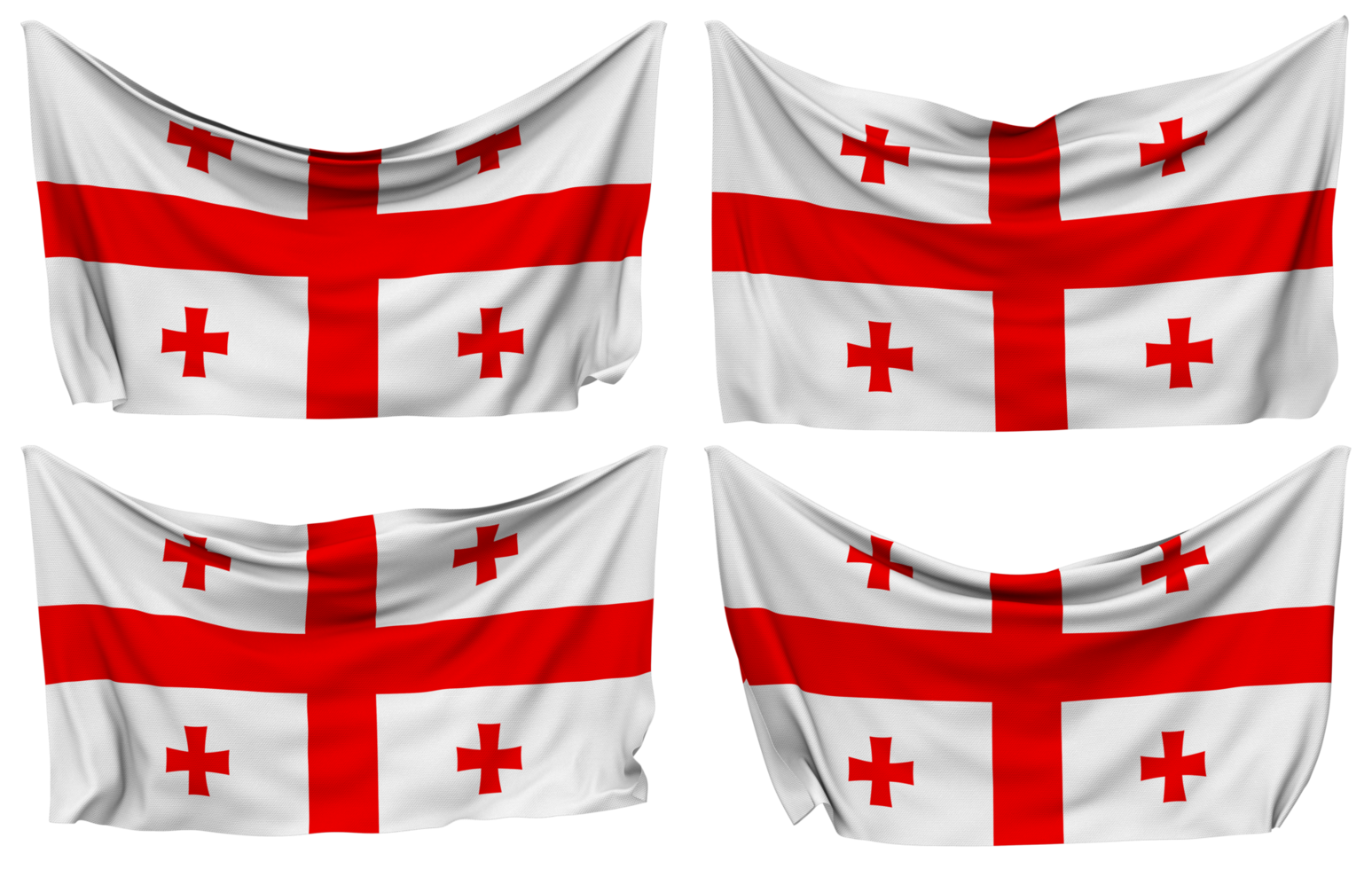 Georgia Pinned Flag from Corners, Isolated with Different Waving Variations, 3D Rendering png