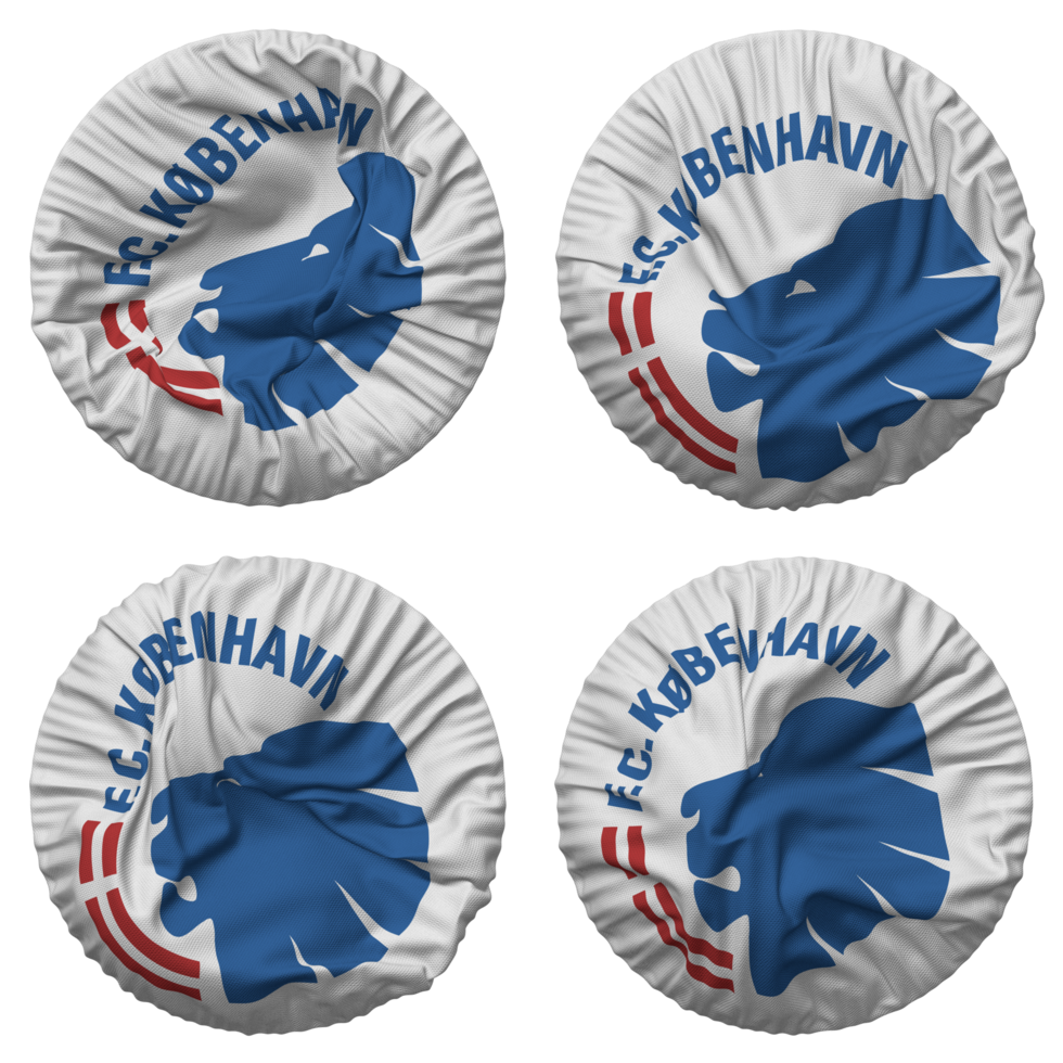 Football Club Copenhagen Flag in Round Shape Isolated with Four Different Waving Style, Bump Texture, 3D Rendering png