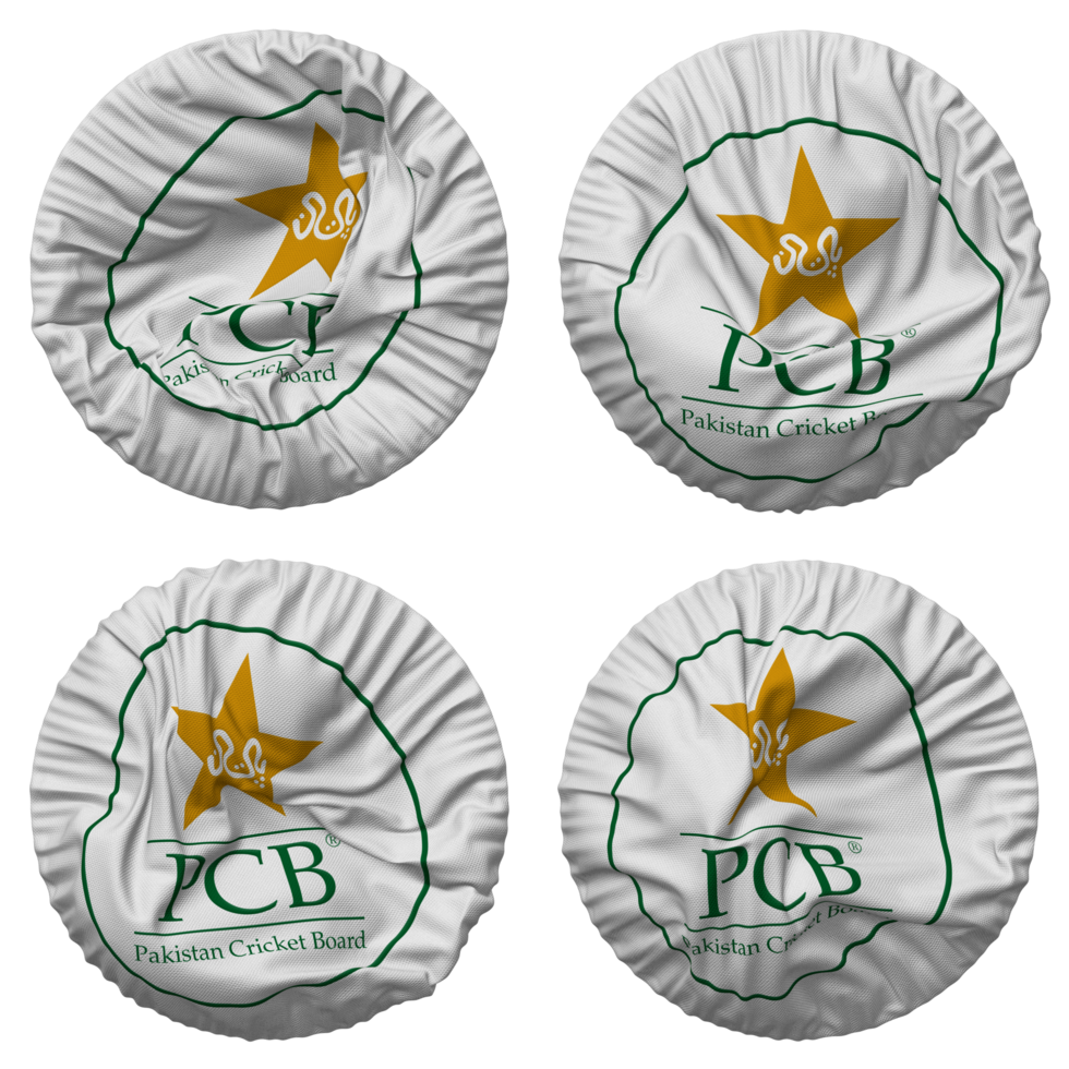 Pakistan Cricket Board, PCB Flag in Round Shape Isolated with Four Different Waving Style, Bump Texture, 3D Rendering png