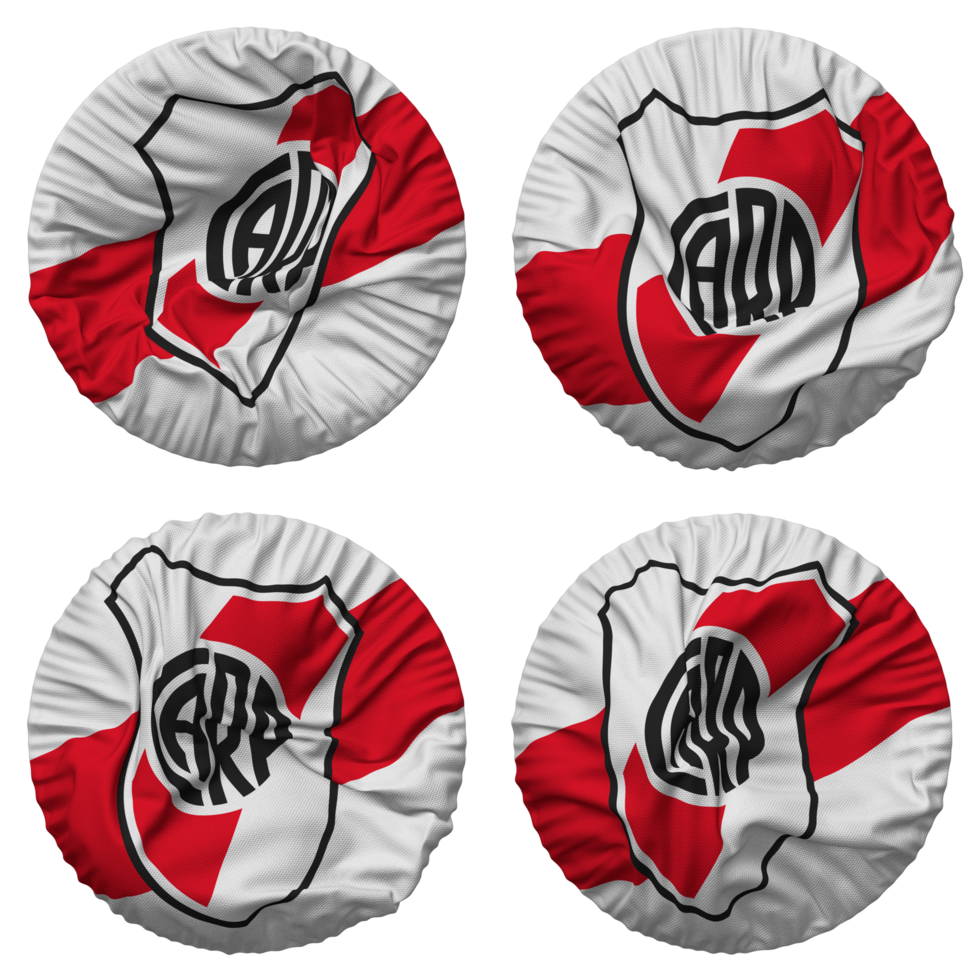 Club Atletico River Plate Flag in Round Shape Isolated with Four Different Waving Style, Bump Texture, 3D Rendering png