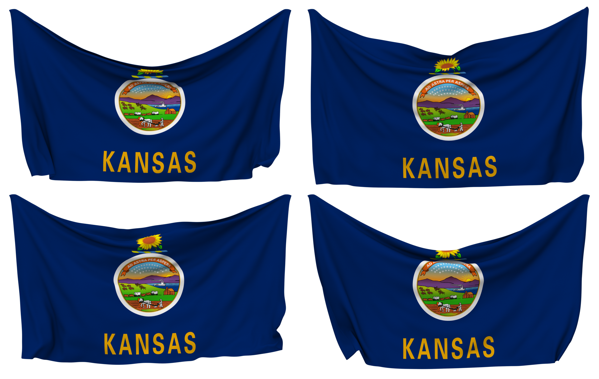 State Of Kansas Pinned Flag From Corners Isolated With Different state-of-kansas-pinned-flag-from-corners-isolated-with-different