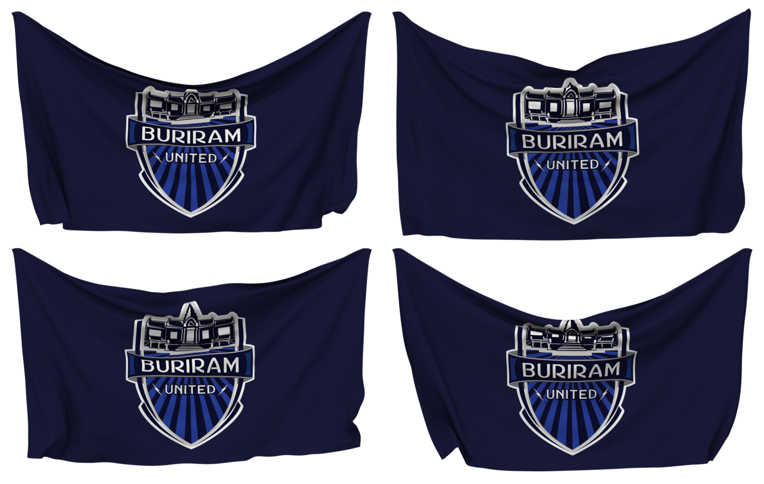 Buriram United Football Club Pinned Flag from Corners, Isolated with Different Waving Variations, 3D Rendering png