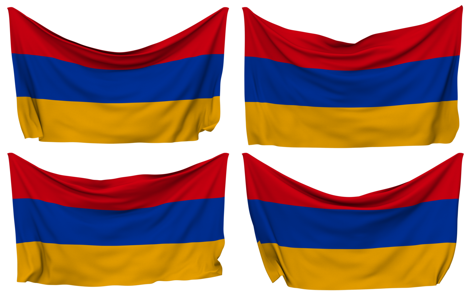 Armenia Pinned Flag from Corners, Isolated with Different Waving Variations, 3D Rendering png