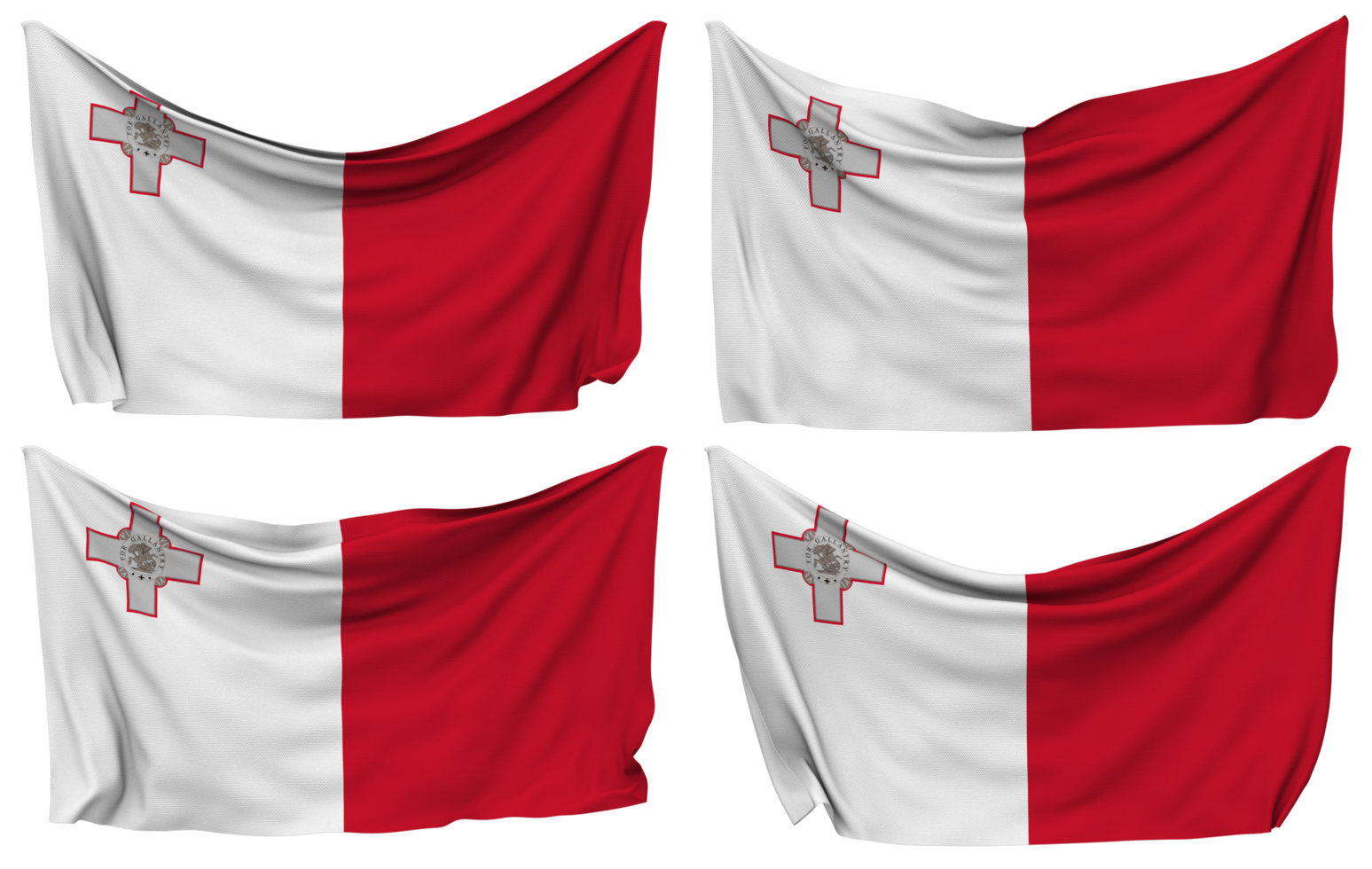 Malta appuntato bandiera a partire dal angoli, isolato con diverso agitando variazioni, 3d interpretazione png