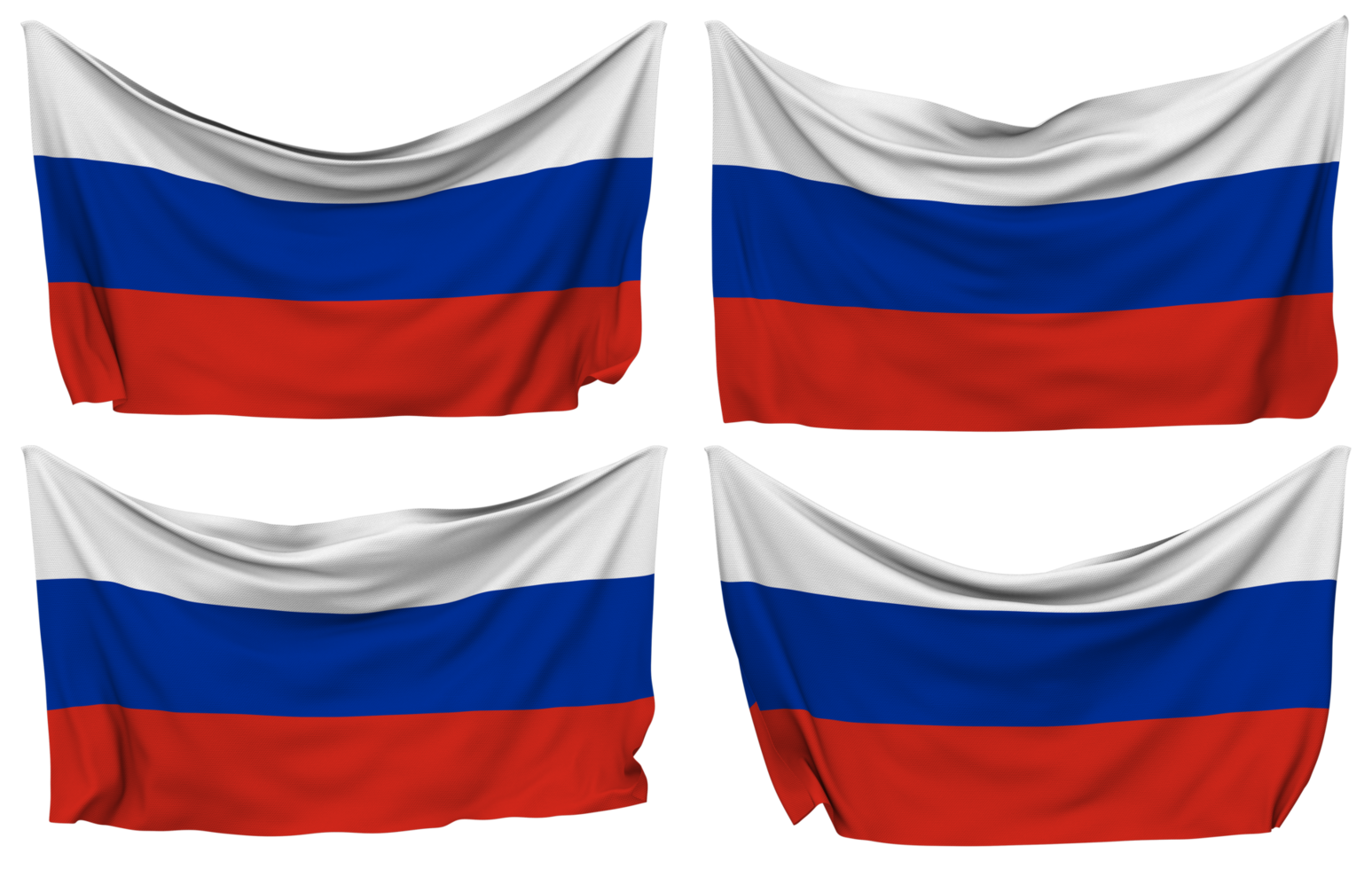 Russia Pinned Flag from Corners, Isolated with Different Waving Variations, 3D Rendering png