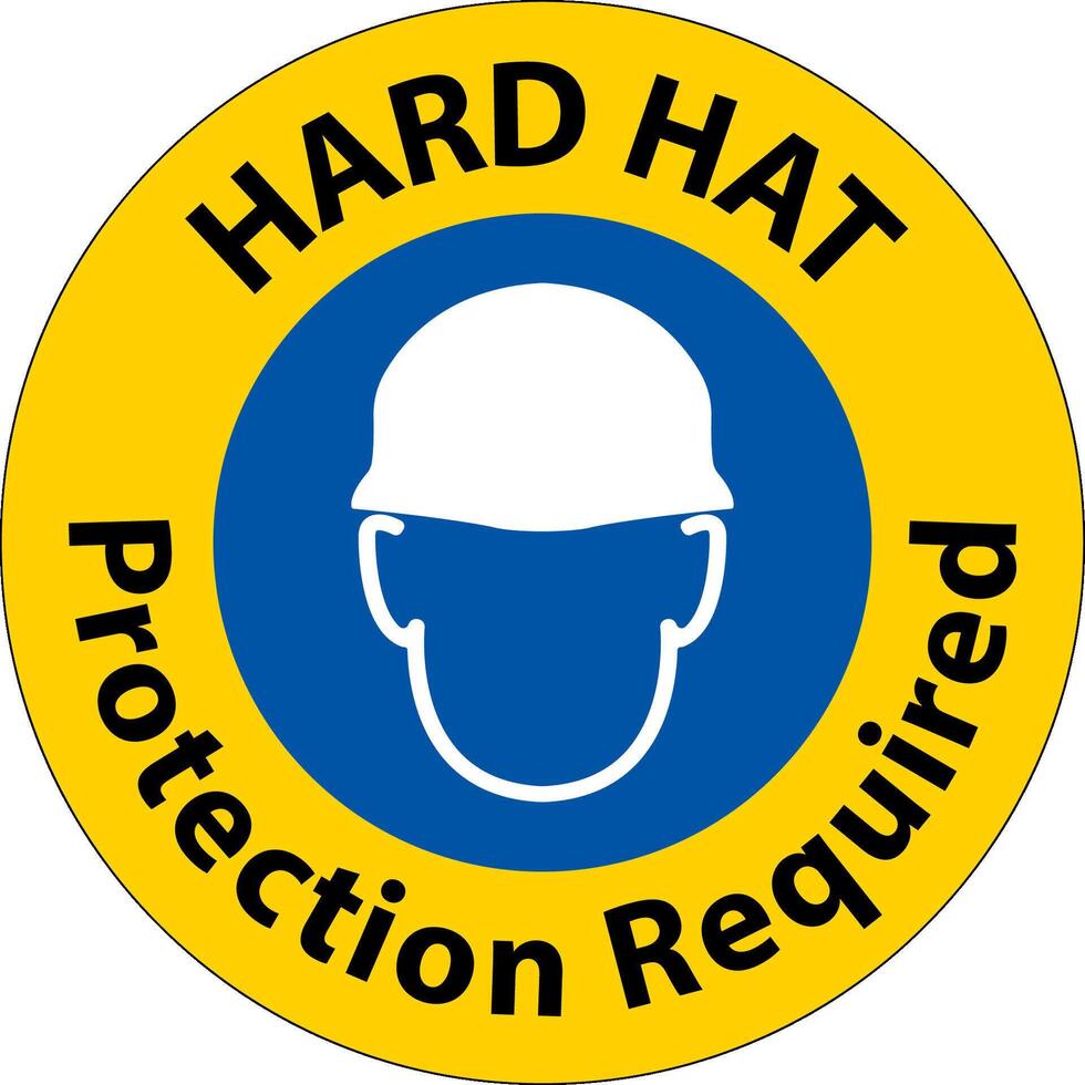 Notice Hard Hat Protection Required Sign On White Background vector