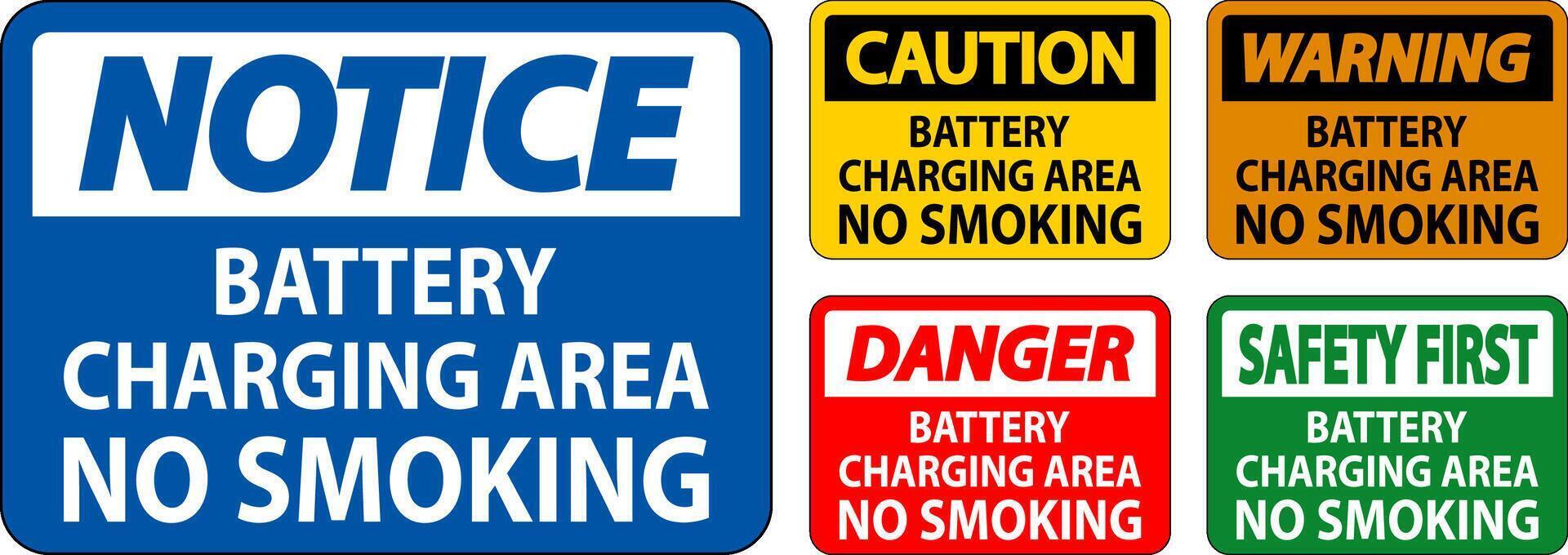 Danger Sign Battery Charging Area, No Smoking vector