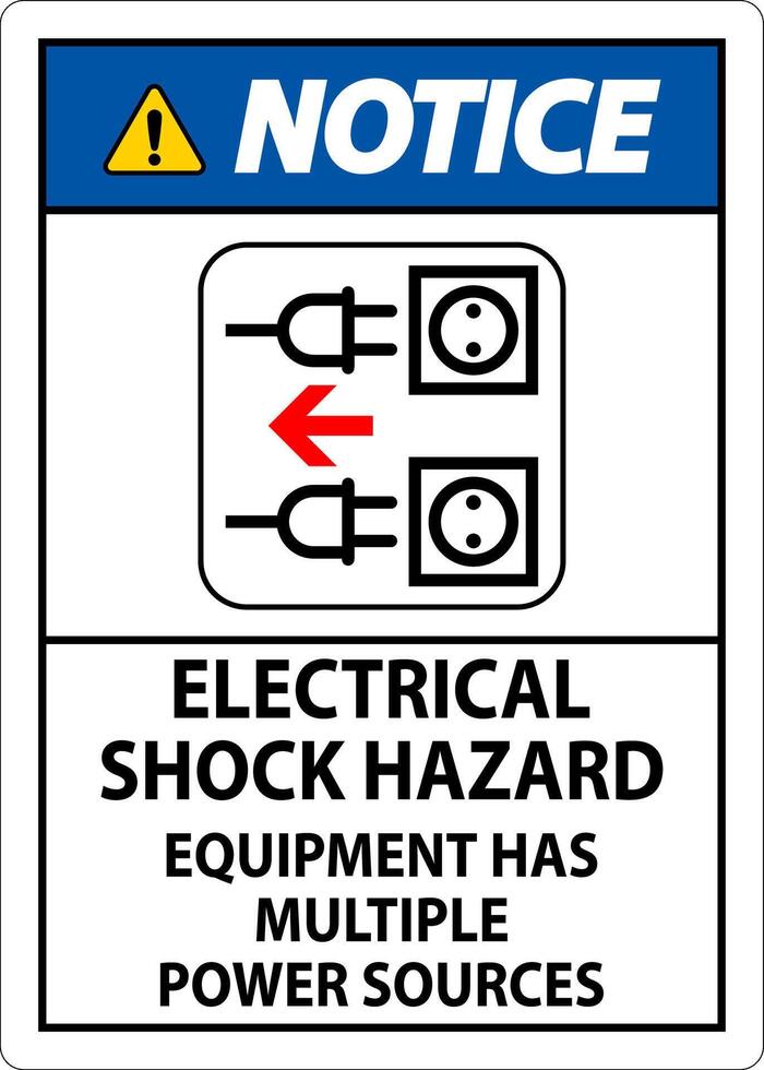 Notice Sign Electrical Shock Hazard, Equipment Has Multiple Power Sources vector