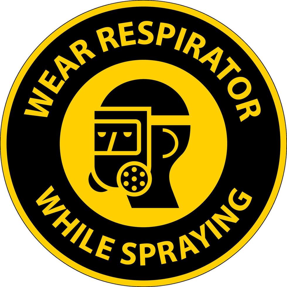 Caution Wear Respirator While Spraying Sign With Symbol vector
