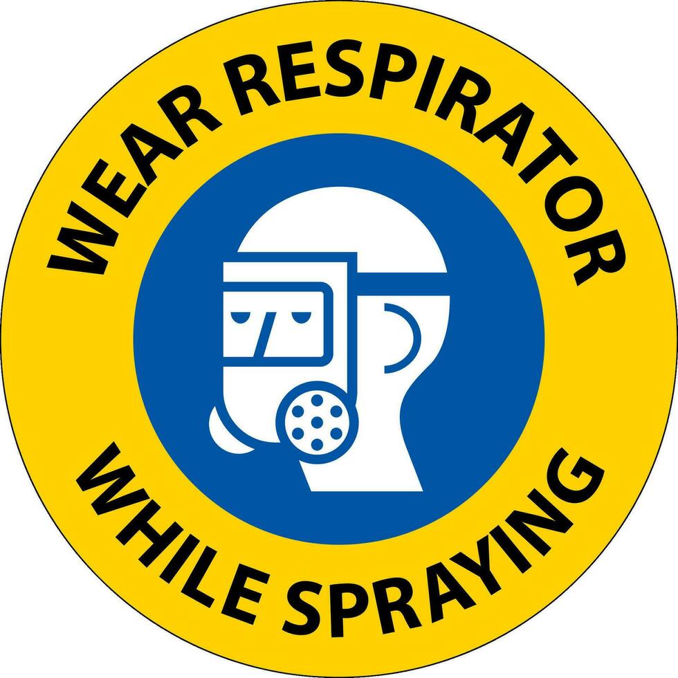 Caution Wear Respirator While Spraying Sign With Symbol vector