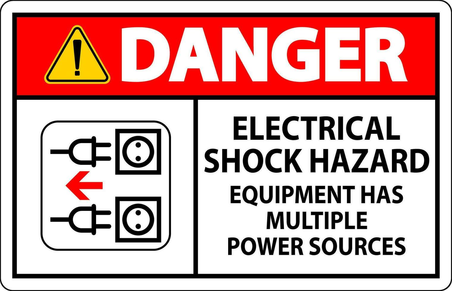 Danger Sign Electrical Shock Hazard, Equipment Has Multiple Power Sources vector