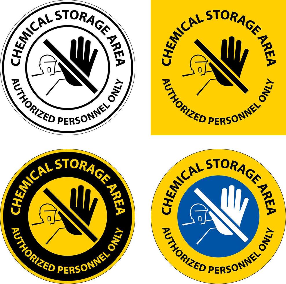 Chemical Storage Area Authorized Personnel Only Symbol Sign vector