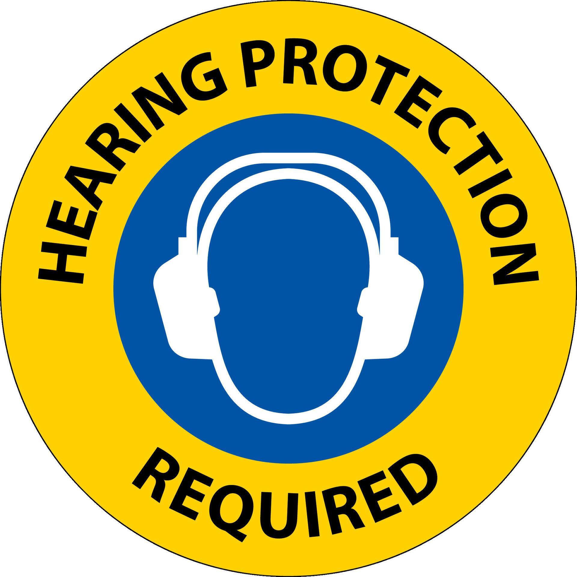 Notice Hearing Protection Required Sign On White Background 24799038