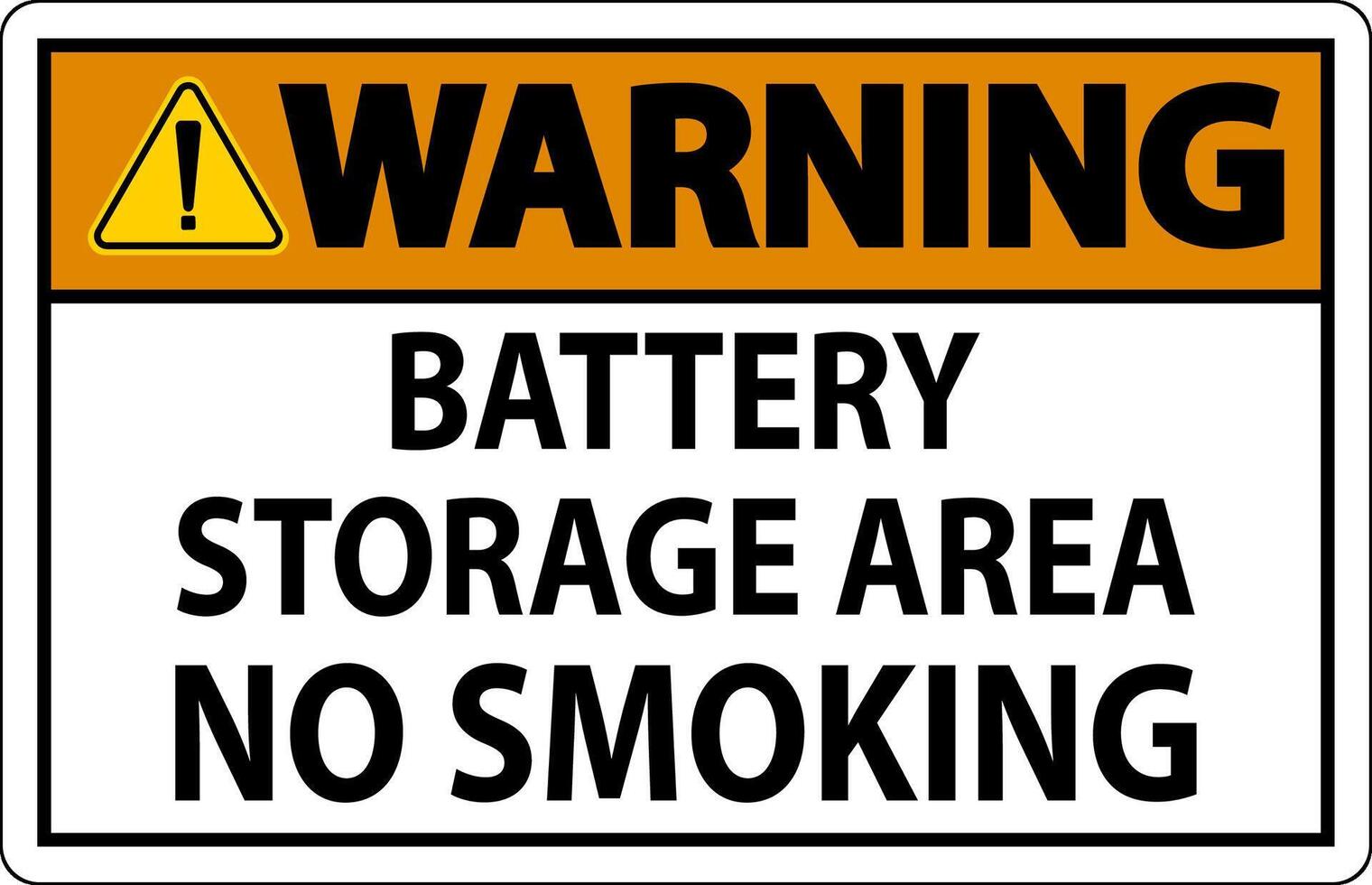 Warning Sign Battery Storage Area No Smoking vector