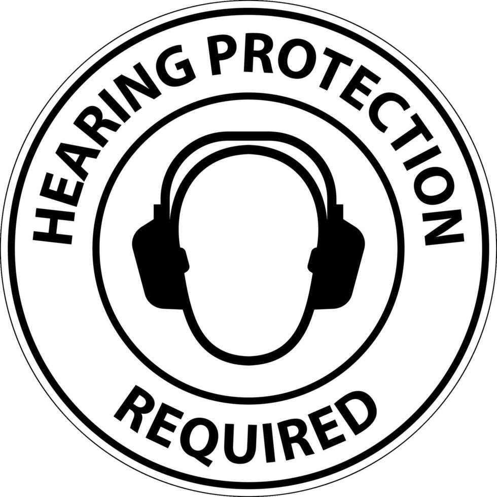 Notice Hearing Protection Required Sign On White Background vector