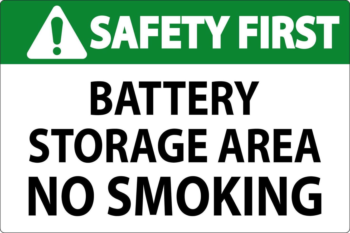 Safety First Sign Battery Storage Area No Smoking vector