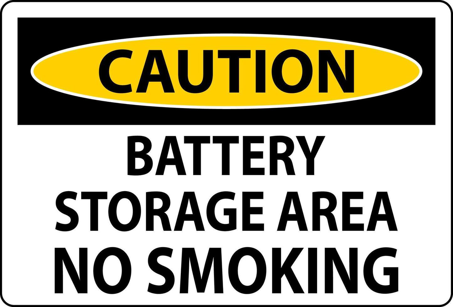 Caution Sign Battery Storage Area No Smoking vector
