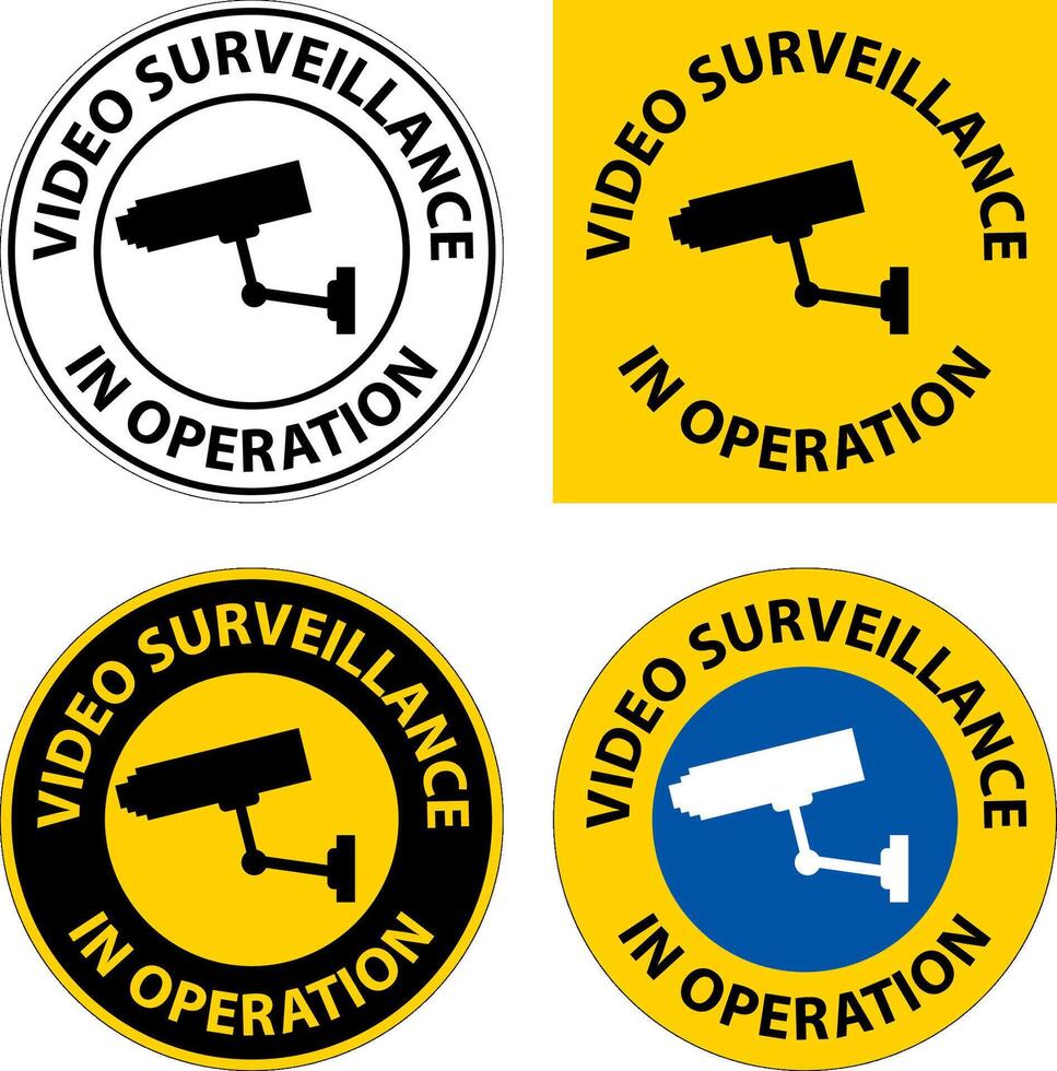 Notice Video Surveillance In Operation Sign White Background vector