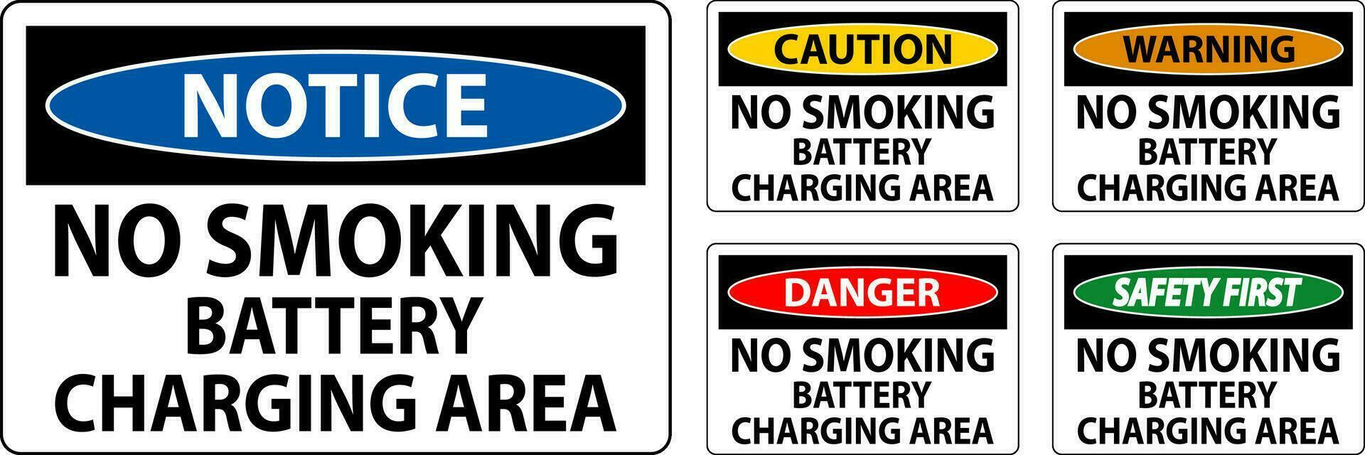 peligro firmar batería almacenamiento zona No de fumar vector