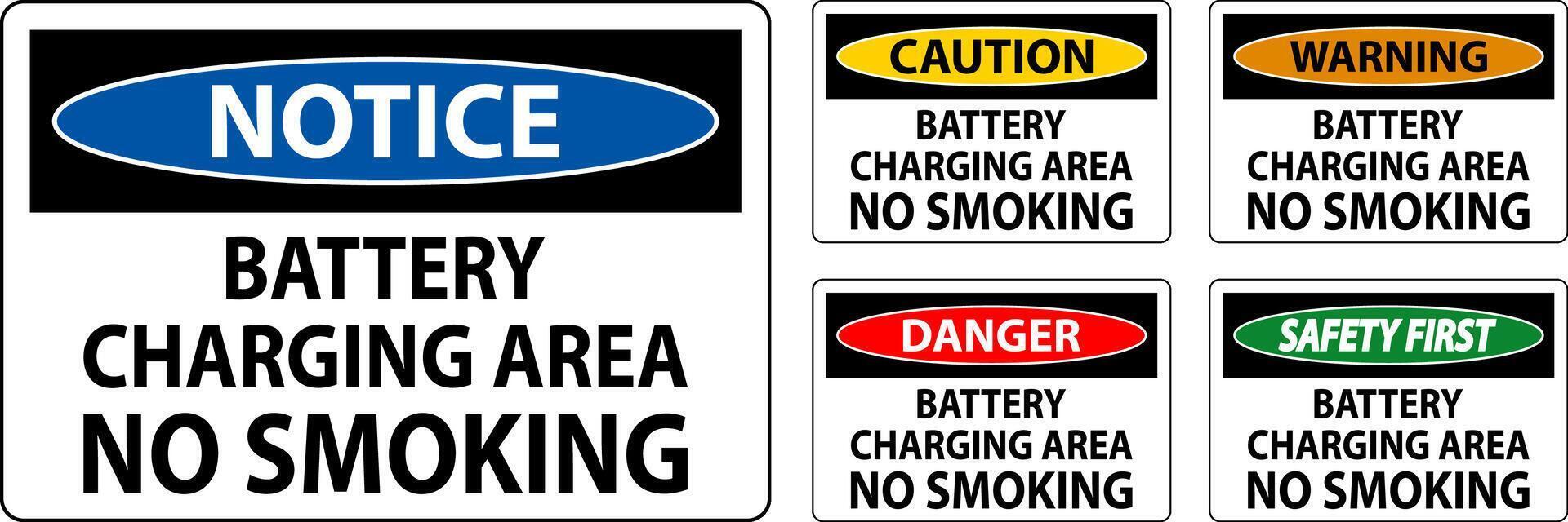 Danger Sign Battery Charging Area, No Smoking vector