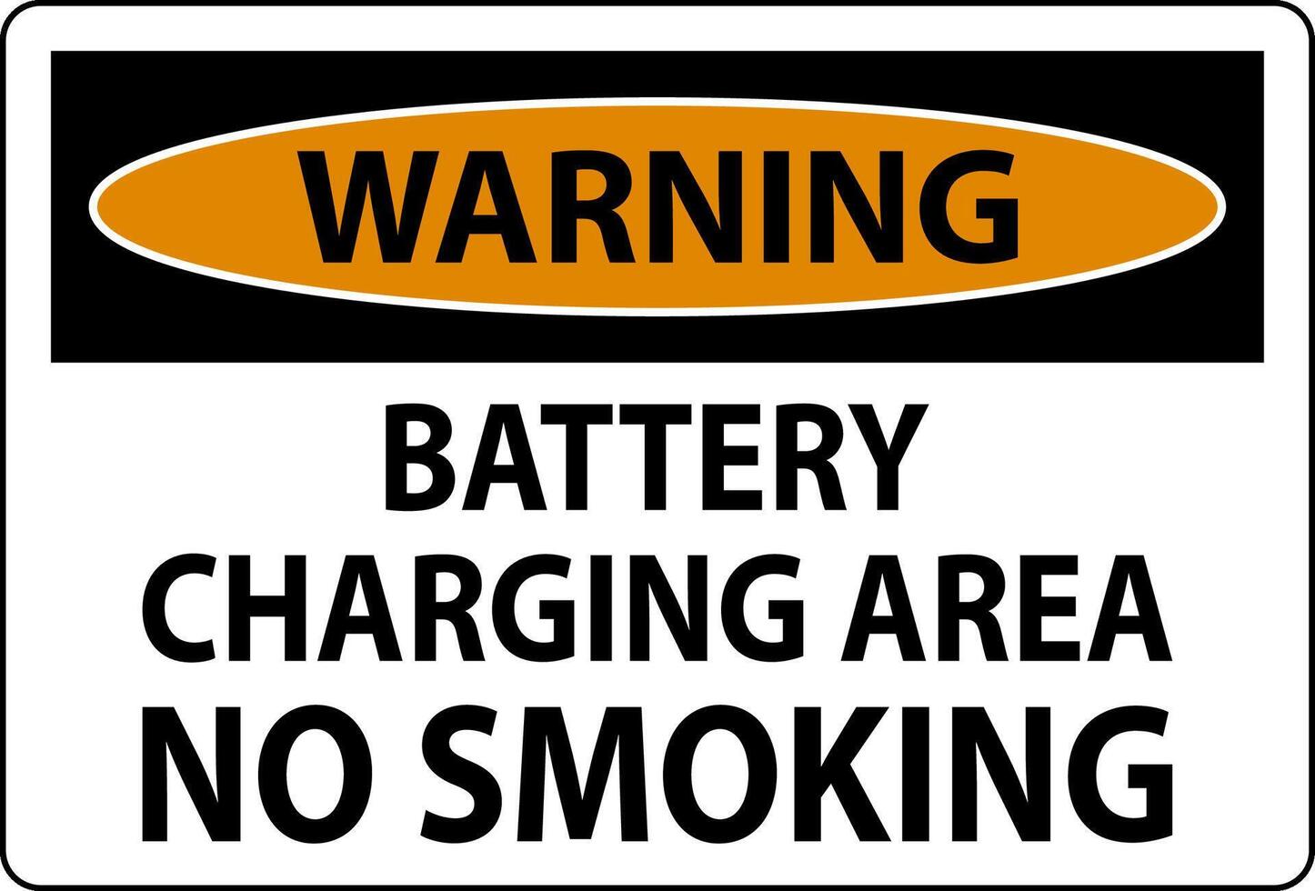 Warning Sign Battery Charging Area, No Smoking vector