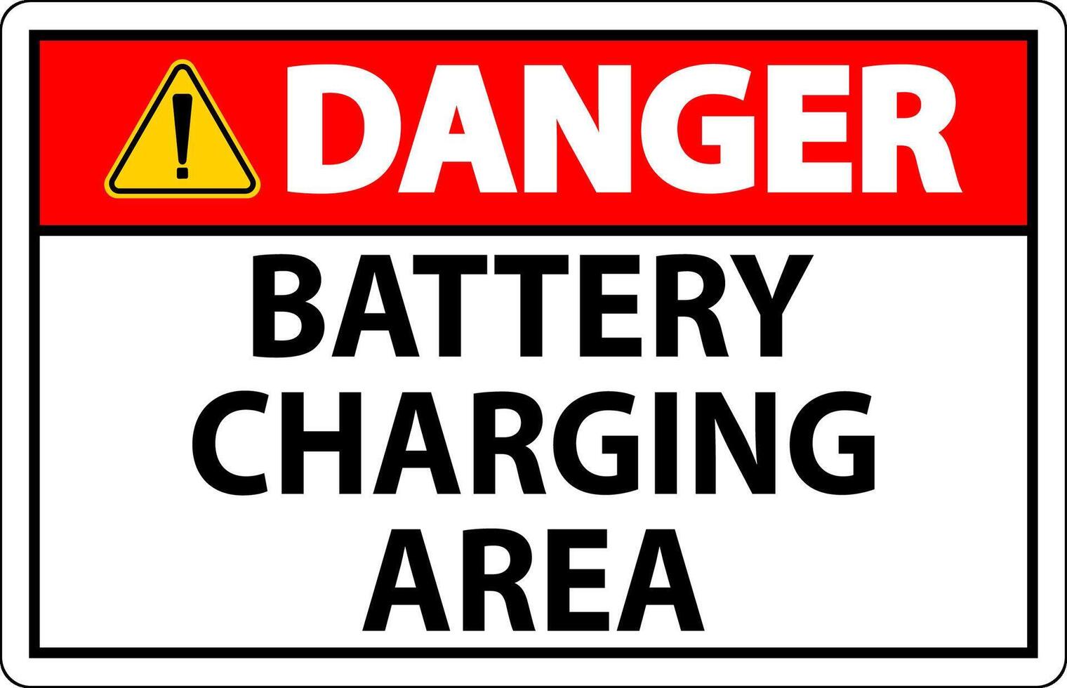 Danger Sign Battery Charging Area On White Background vector