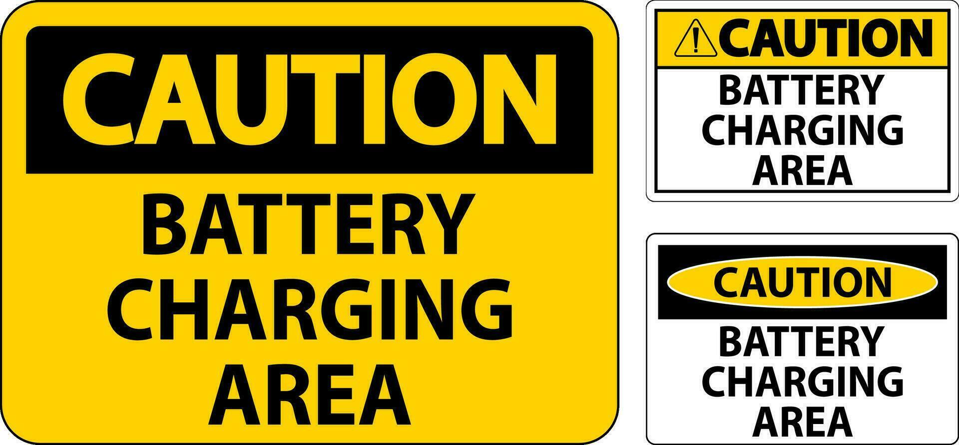 Caution Sign Battery Charging Area On White Background vector