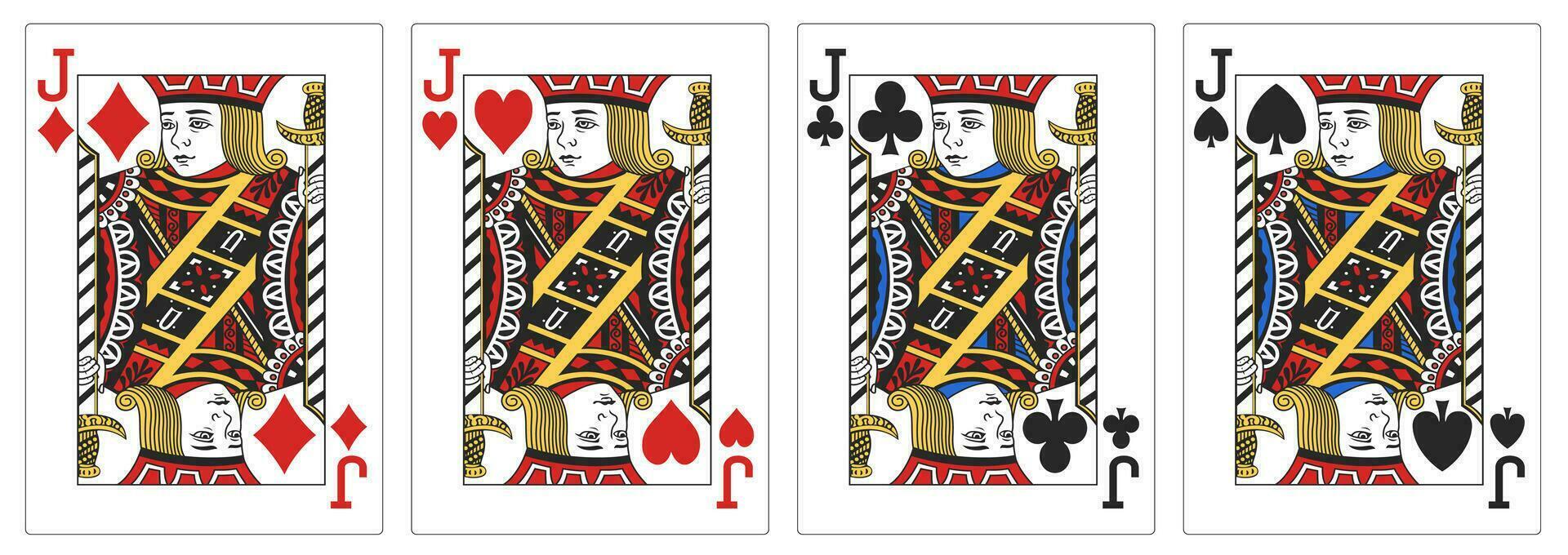 4 Of A Kind Jacks Poker Playing Card, Vector Illustration