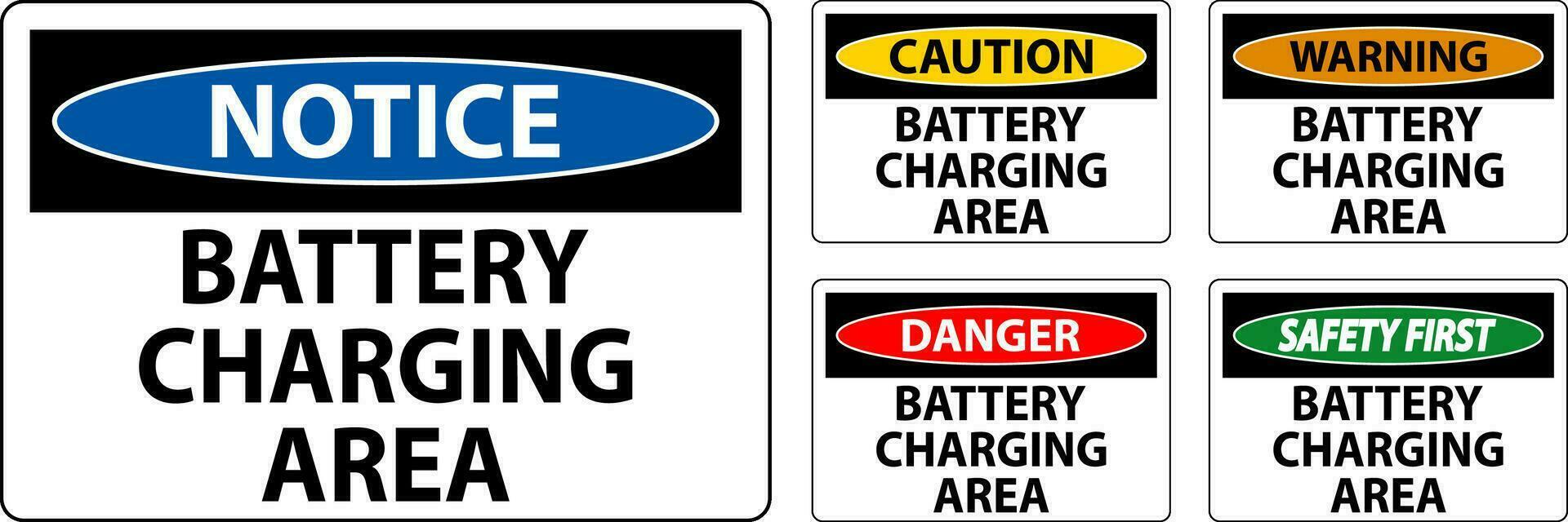 Warning Sign Battery Charging Area On White Background vector