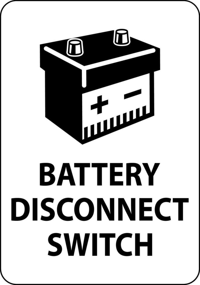 Battery Disconnect Switch Sign On White Background vector