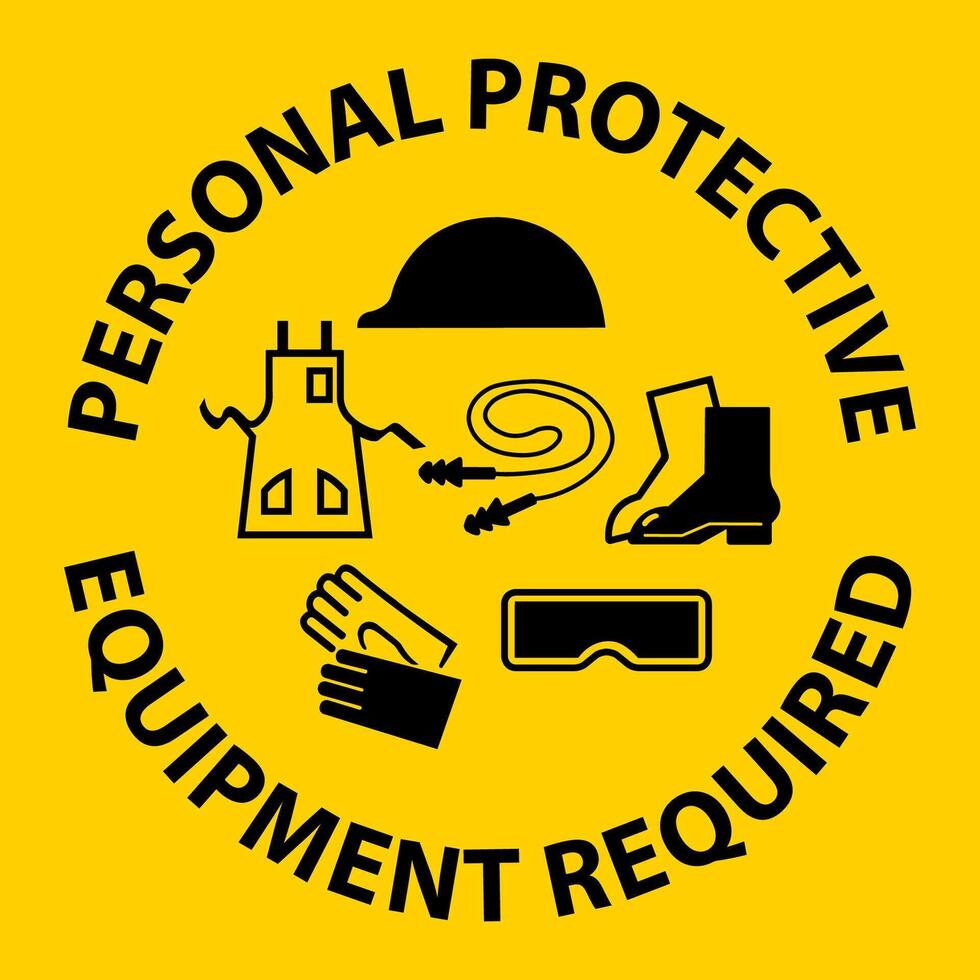 Floor Sign, Personal Protective Equipment Required vector