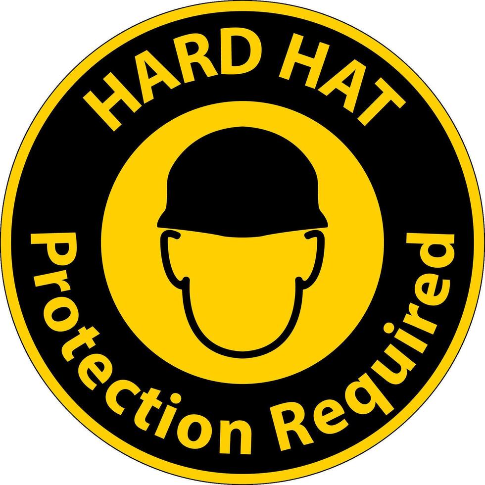 Notice Hard Hat Protection Required Sign On White Background vector